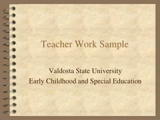 Teacher Work Sample