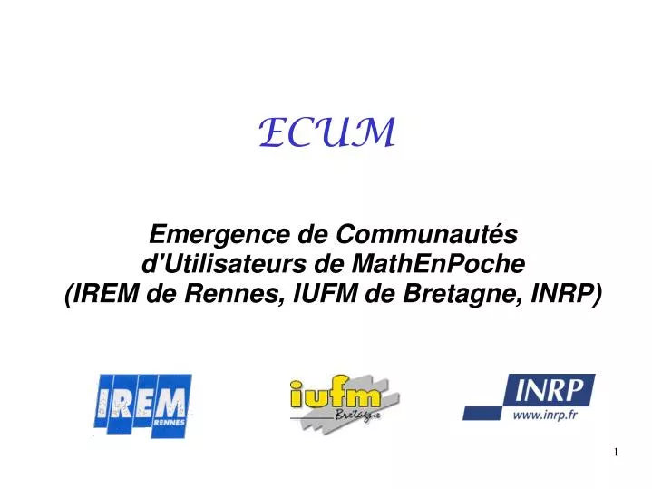 emergence de communaut s d utilisateurs de mathenpoche irem de rennes iufm de bretagne inrp