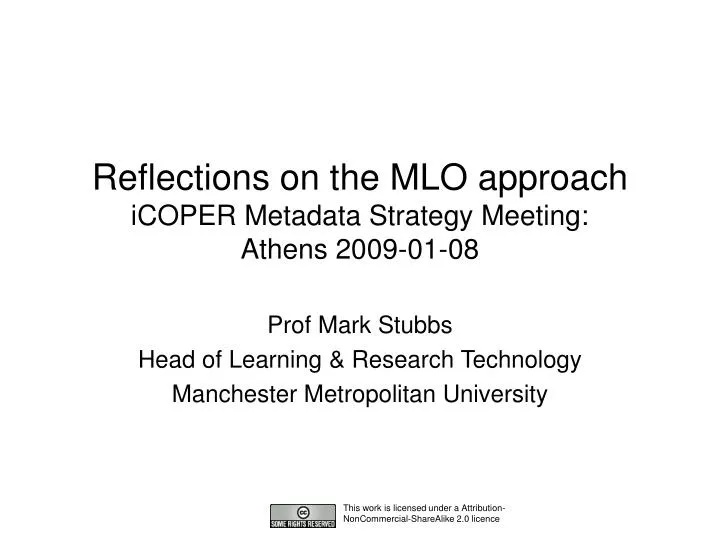 reflections on the mlo approach icoper metadata strategy meeting athens 2009 01 08