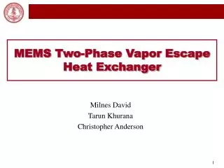 MEMS Two-Phase Vapor Escape Heat Exchanger
