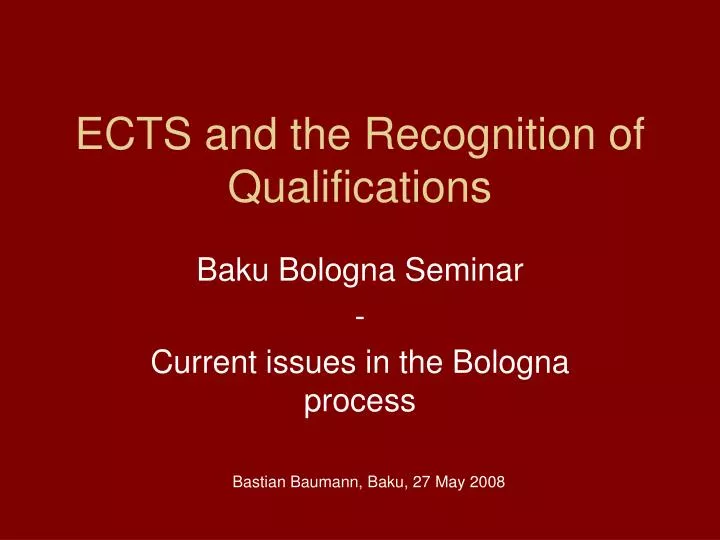 ects and the recognition of qualifications
