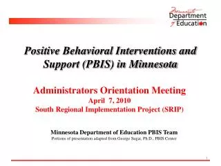Positive Behavioral Interventions and Support (PBIS) in Minnesota