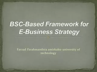 bsc based framework for e business strategy