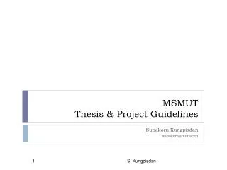 MSMUT Thesis &amp; Project Guidelines