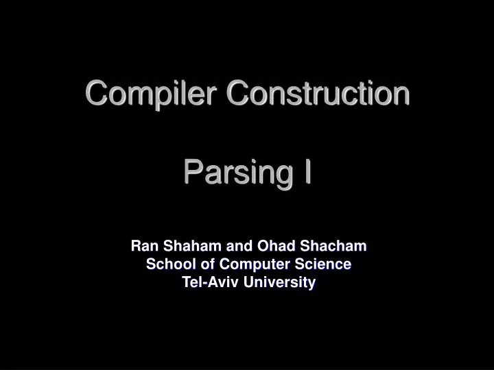 compiler construction parsing i