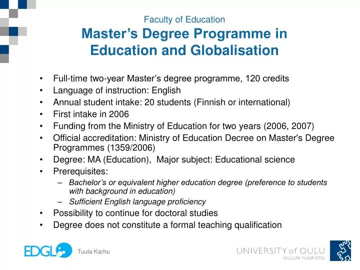 faculty of education master s degree programme in education and globalisation