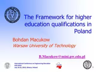 The Framework for higher education qualifications in Poland