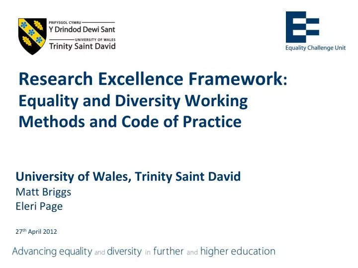 research excellence framework equality and diversity working methods and code of practice
