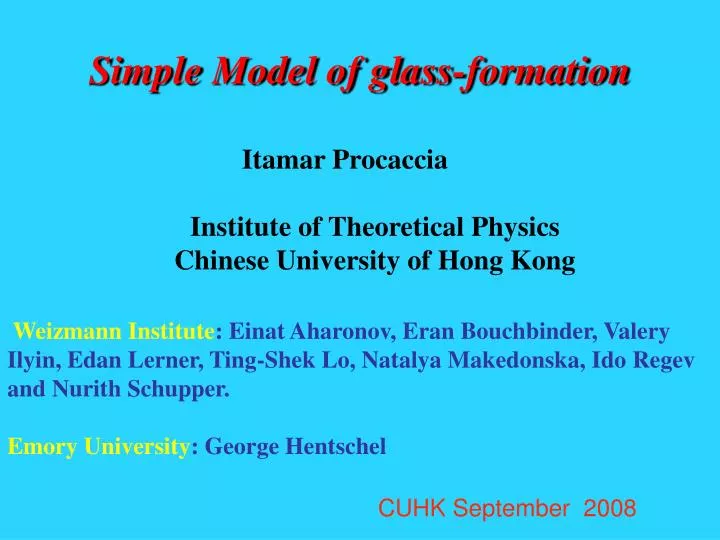simple model of glass formation