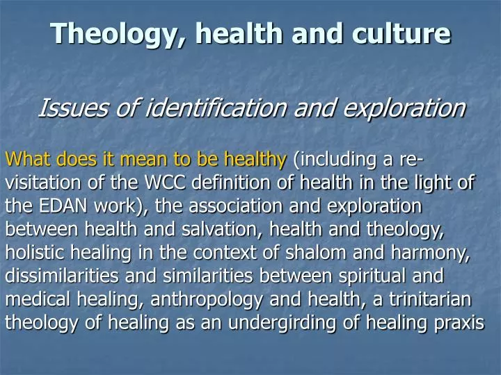 theology health and culture