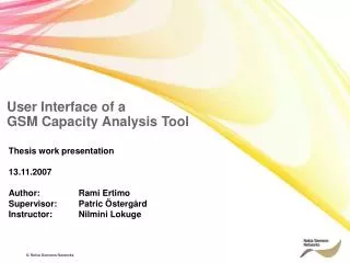 User Interface of a GSM Capacity Analysis Tool