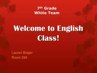 Welcome to English Class!