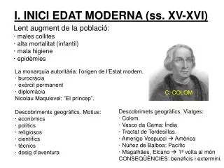i inici edat moderna ss xv xvi