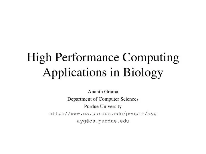 high performance computing applications in biology