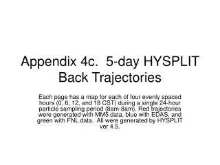 Appendix 4c. 5-day HYSPLIT Back Trajectories