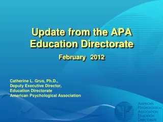 update from the apa education directorate february 2012