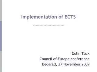 Implementation of ECTS