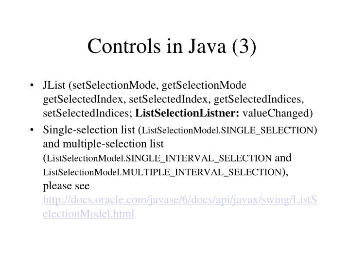 controls in java 3