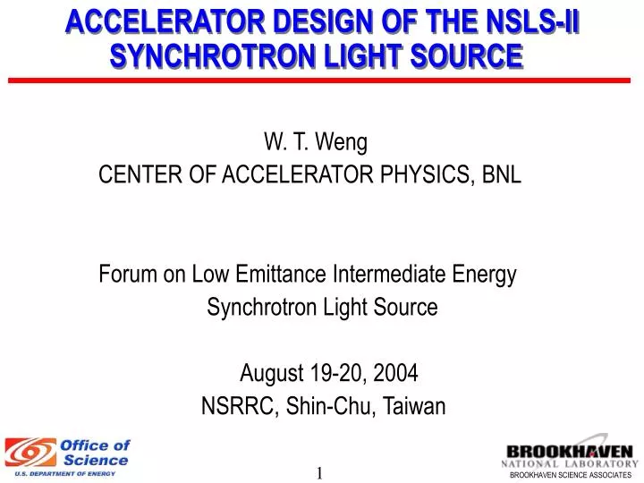 accelerator design of the nsls ii synchrotron light source