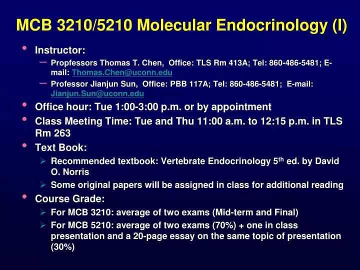mcb 3210 5210 molecular endocrinology i