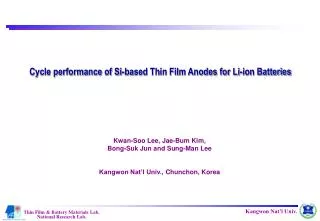 Cycle performance of Si-based Thin Film Anodes for Li-ion Batteries