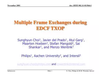 Multiple Frame Exchanges during EDCF TXOP