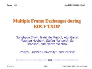 Multiple Frame Exchanges during EDCF TXOP
