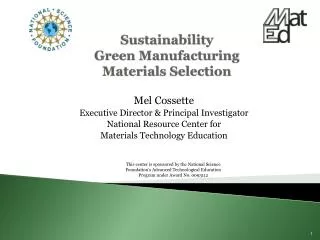 Sustainability Green Manufacturing Materials Selection