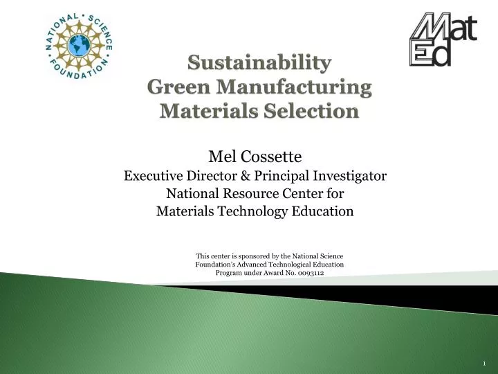 sustainability green manufacturing materials selection