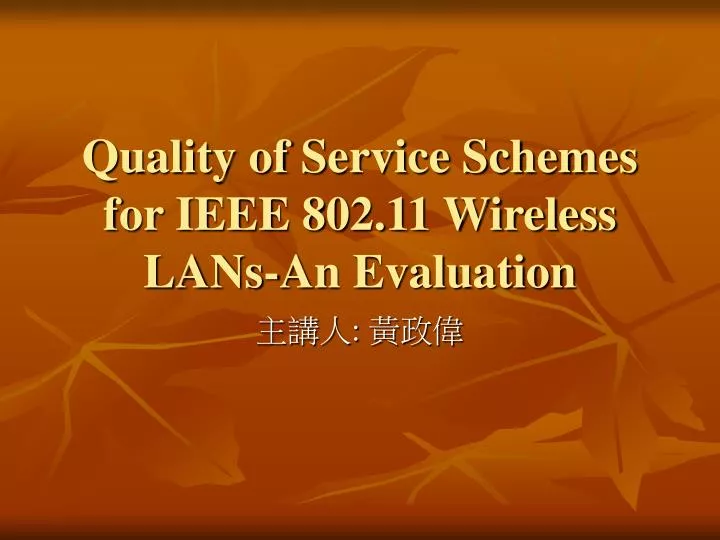 quality of service schemes for ieee 802 11 wireless lans an evaluation