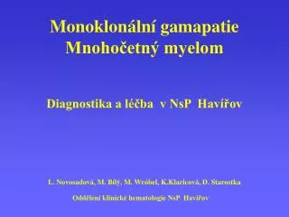 monoklon ln gamapatie mnoho etn myelom
