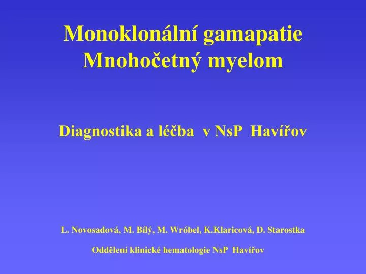monoklon ln gamapatie mnoho etn myelom