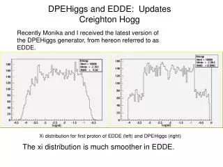 DPEHiggs and EDDE: Updates Creighton Hogg