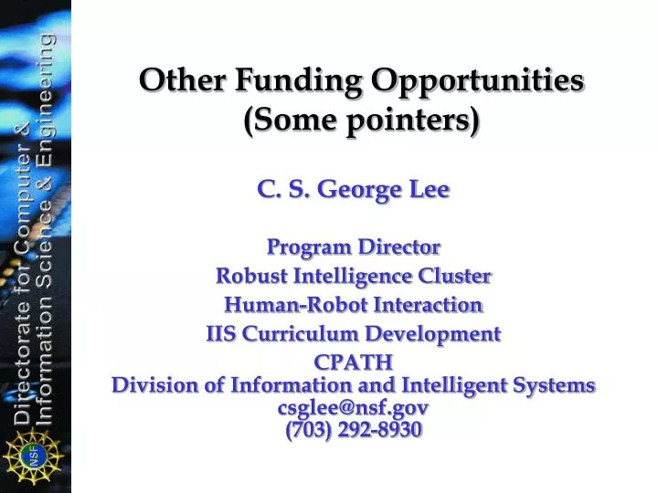 other funding opportunities some pointers