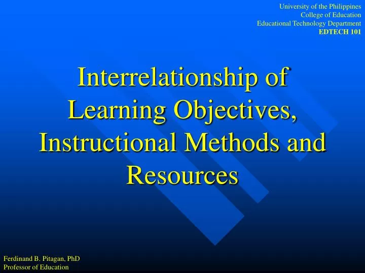 interrelationship of learning objectives instructional methods and resources