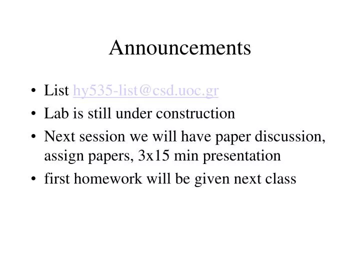 announcements