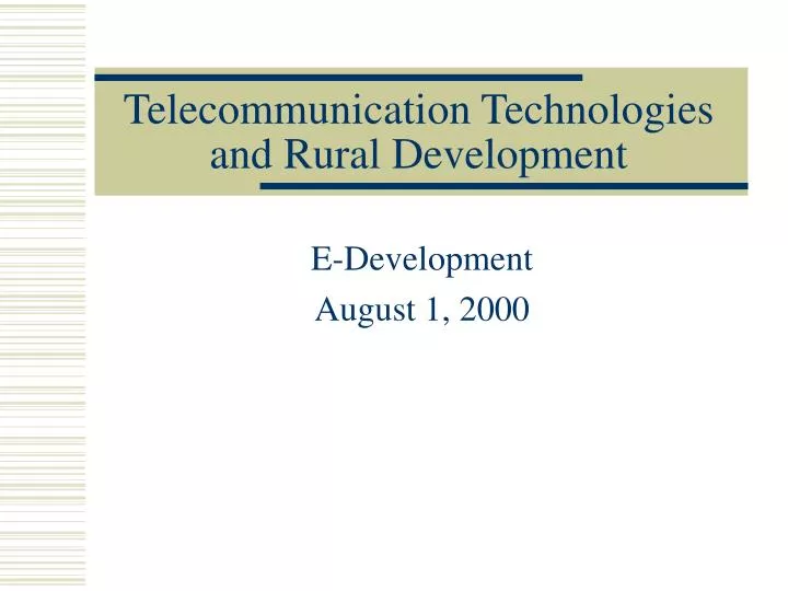 telecommunication technologies and rural development