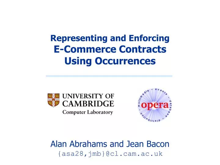 representing and enforcing e commerce contracts using occurrences