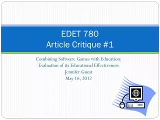 EDET 780 Article Critique #1