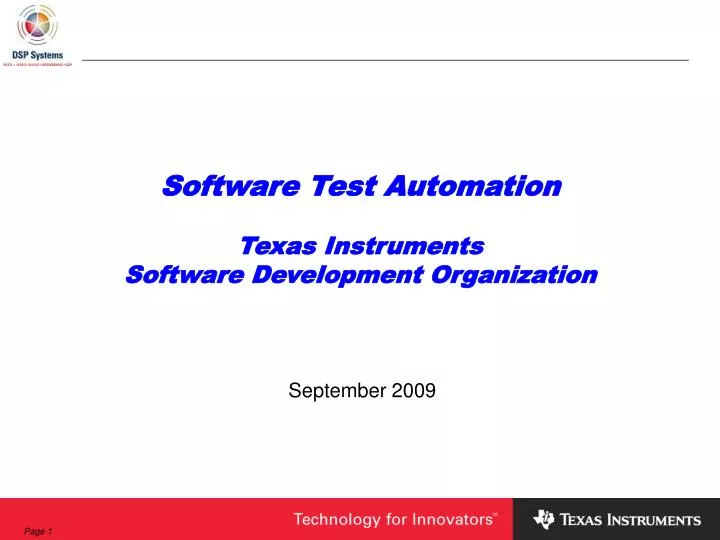 software test automation texas instruments software development organization