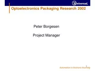 Optoelectronics Packaging Research 2002