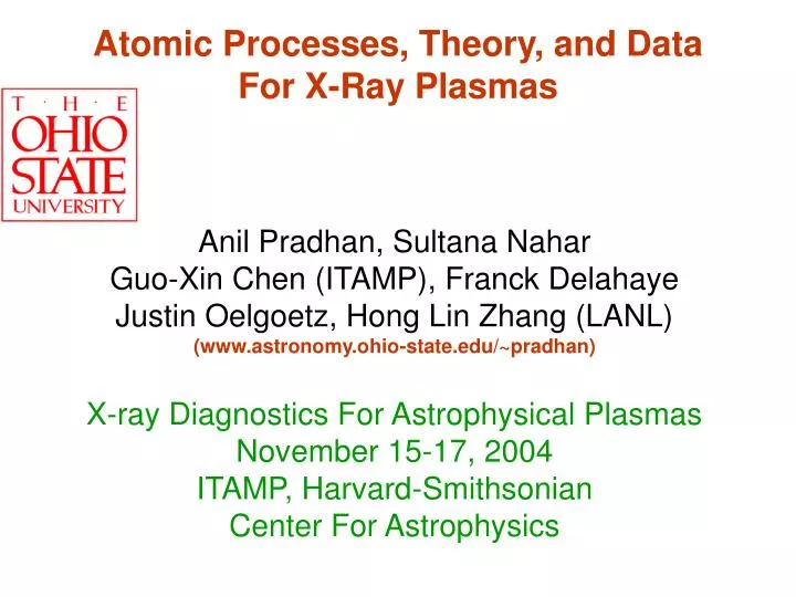 atomic processes theory and data for x ray plasmas