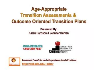 Age-Appropriate Transition Assessments &amp; Outcome Oriented Transition Plans