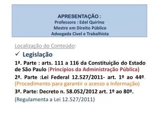 apresenta o professora edel quirino mestre em direito p blico advogada c vel e trabalhista