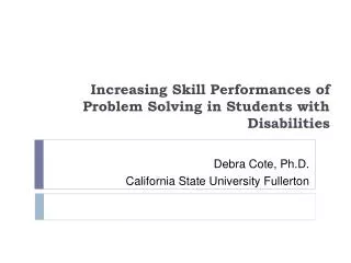 Increasing Skill Performances of Problem Solving in Students with Disabilities