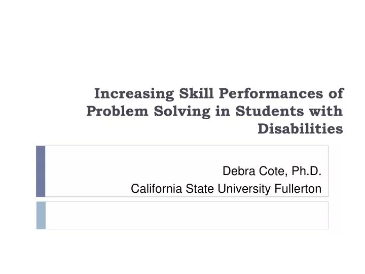 increasing skill performances of problem solving in students with disabilities