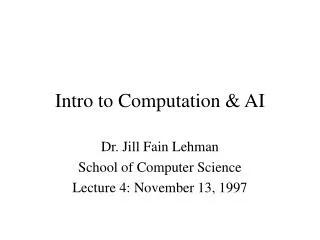 Intro to Computation &amp; AI