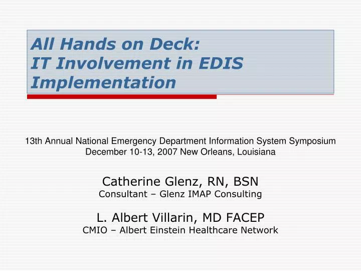 all hands on deck it involvement in edis implementation