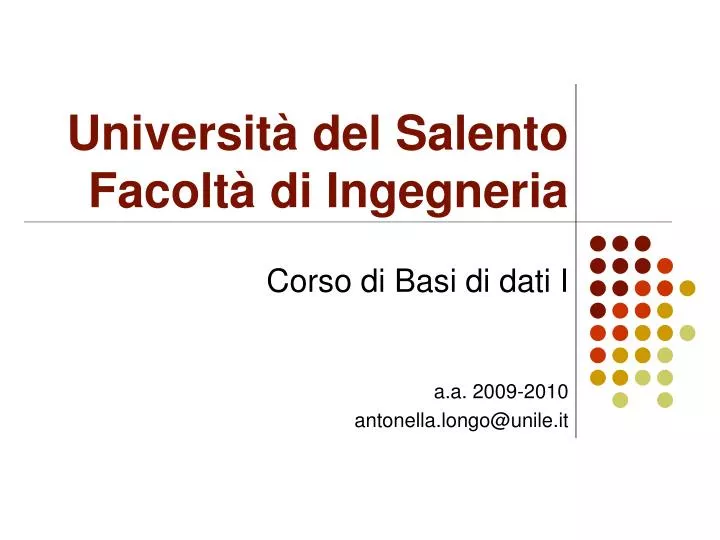 universit de l salento facolt di i n gegneria