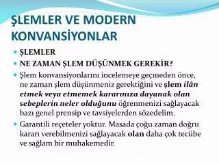 lemler ve modern konvans yonlar